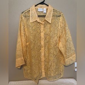 Alfred Dunner Yellow Lacy Shirt 2X